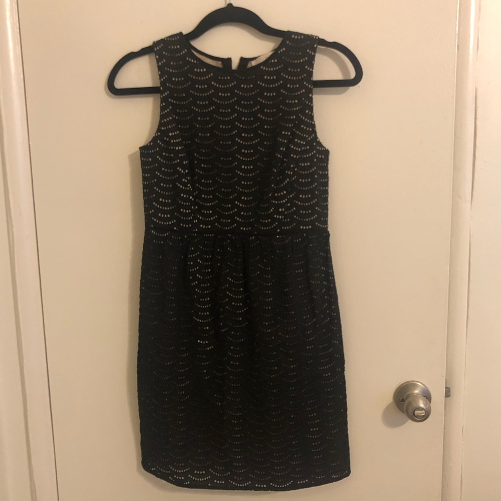 Black Sleeveless Eyelet Dress